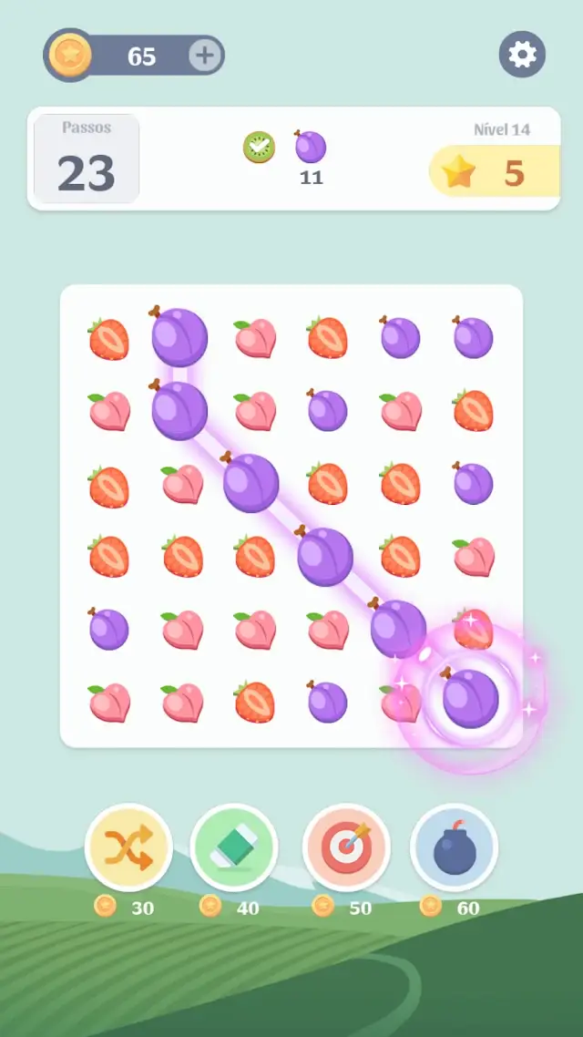Fruit Match Blast: Link Line — a chain drawn through matching fruit